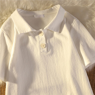 Plus-Size Summer Design Niche Regular Shoulder Pure Cotton Polo Collar T-Shirt Women's Short Sleeve Loose Plus-Size Top Trendy Ins