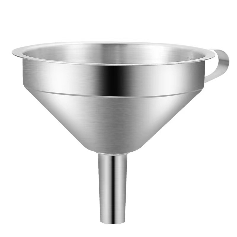 Embudo de acero inoxidable doméstico engrosado colgando verter de aceite de cocina fugas de aceite de salsa de soja vinagre de filtro gran embudo