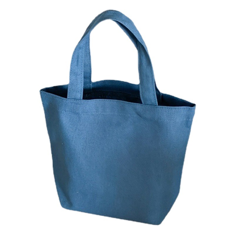 Solid Color Canvas Lunch Box Student Lunch Box Bag Makeup Hand Storage Satchel Small Square Bag Pure Color Lunch Box Bag