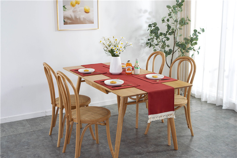 Tovaglia/runner da tavola rettangolare impermeabile, moderna e minimalista, tinta unita, in poliestere con nappe, direttamente da_voghion.com