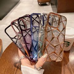 iPhone17promax、Apple16pro、立体15、菱形グリッター、カードケース14/13対応の電気メッキ携帯電話ケース