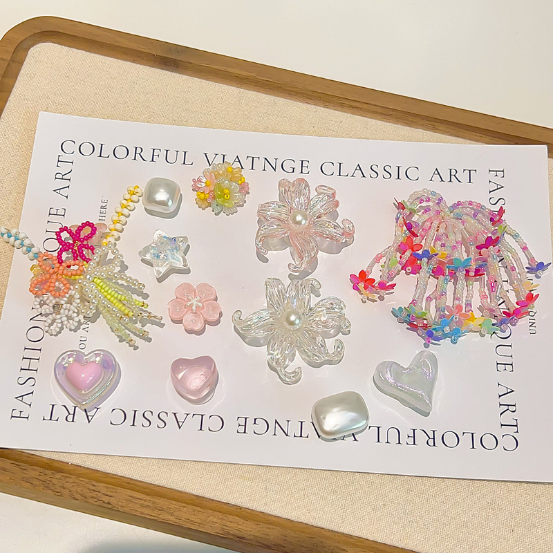 夏の韓国東大門新しいドーパミン靴花下駄アクセサリー手作りビーズ靴アクセサリー diy 靴バックル|undefined