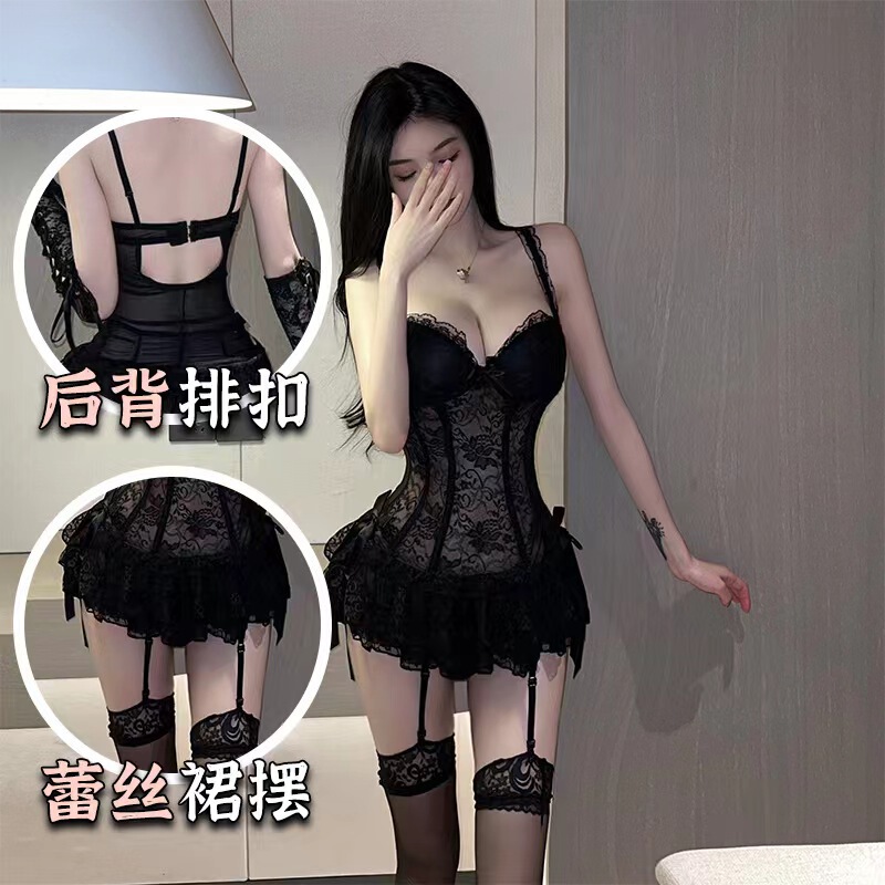 Small chest pure desire to gather sexy underwear plus size sexy uniform lace pajamas tight temptation passion midnight charm