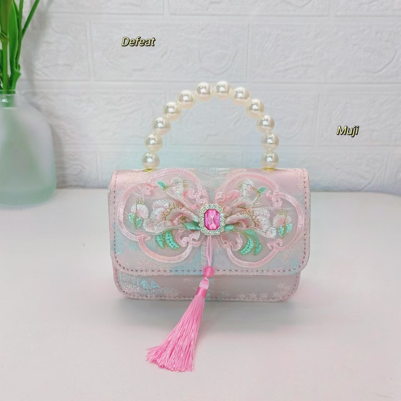 Nuevo estilo chino bolso infantil bolso de perla bolso de mano niña pequeña bolso de cambio accesorios bolso de cadena bolso de arco bolso pequeño