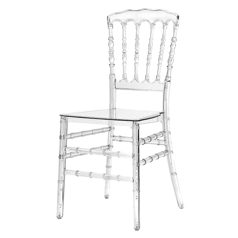 Silla de cristal para banquetes de hotel, silla de bambú para invitados de boda, silla de comedor para el hogar, silla de respaldo de ocio, silla de acrílico al por mayor
