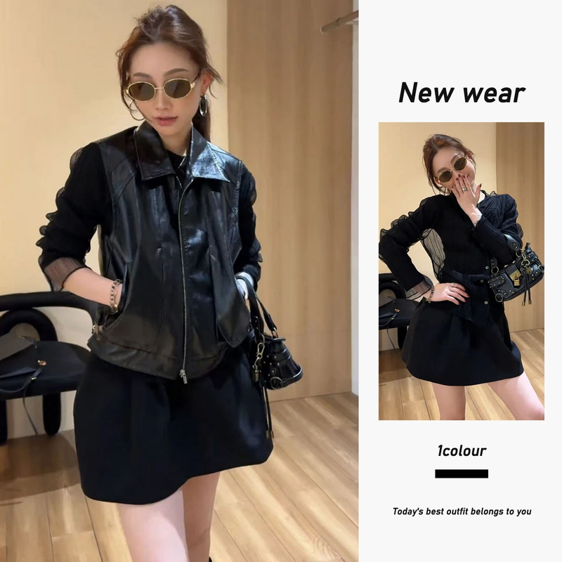 Autumn and Winter Women's Coat with a High-End Elegant Feel, Jacket and Vest Set, Faux Two-Piece Long-Sleeve Cardigan, High-Waisted Short Skirt Outfit, Trendy Autumn and Winter Women's Coat with a High-End Elegant Feel, Jacket and Vest Set, Faux Two-Piece Long-Sleeve Cardigan, High-Waisted Short Skirt Outfit, Trendy