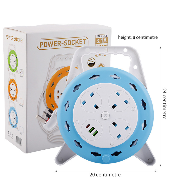 Jack multipropósito de estilo británico y americano 5m m 10m m de disco de cable largo disco de cable retráctil almacenamiento de cable USB