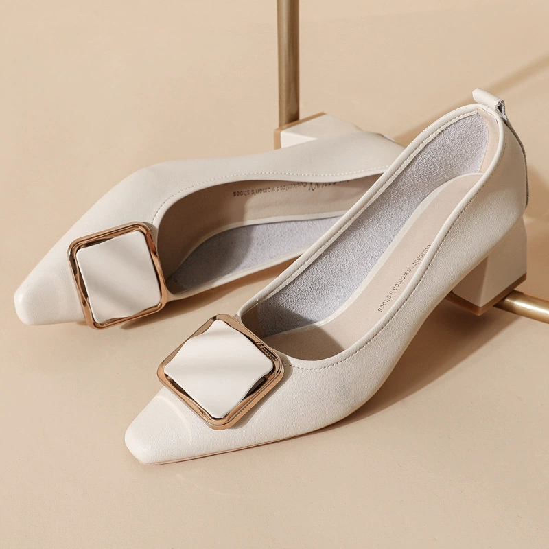 5888-3 кожаные однослойные туфли на массивном каблуке Женская обувь на среднем каблуке с квадратным носком и мягкой подошвой в сказочном стиле бабушкины туфли вечерний стиль Рабочая обувь