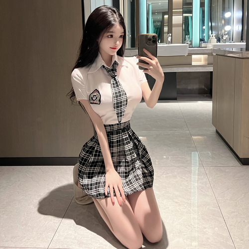 Sexy lingerie uniform, tempting and sexy student wear, plaid tie, split polyester, Japanese and Korean school uniform, support dropshipping