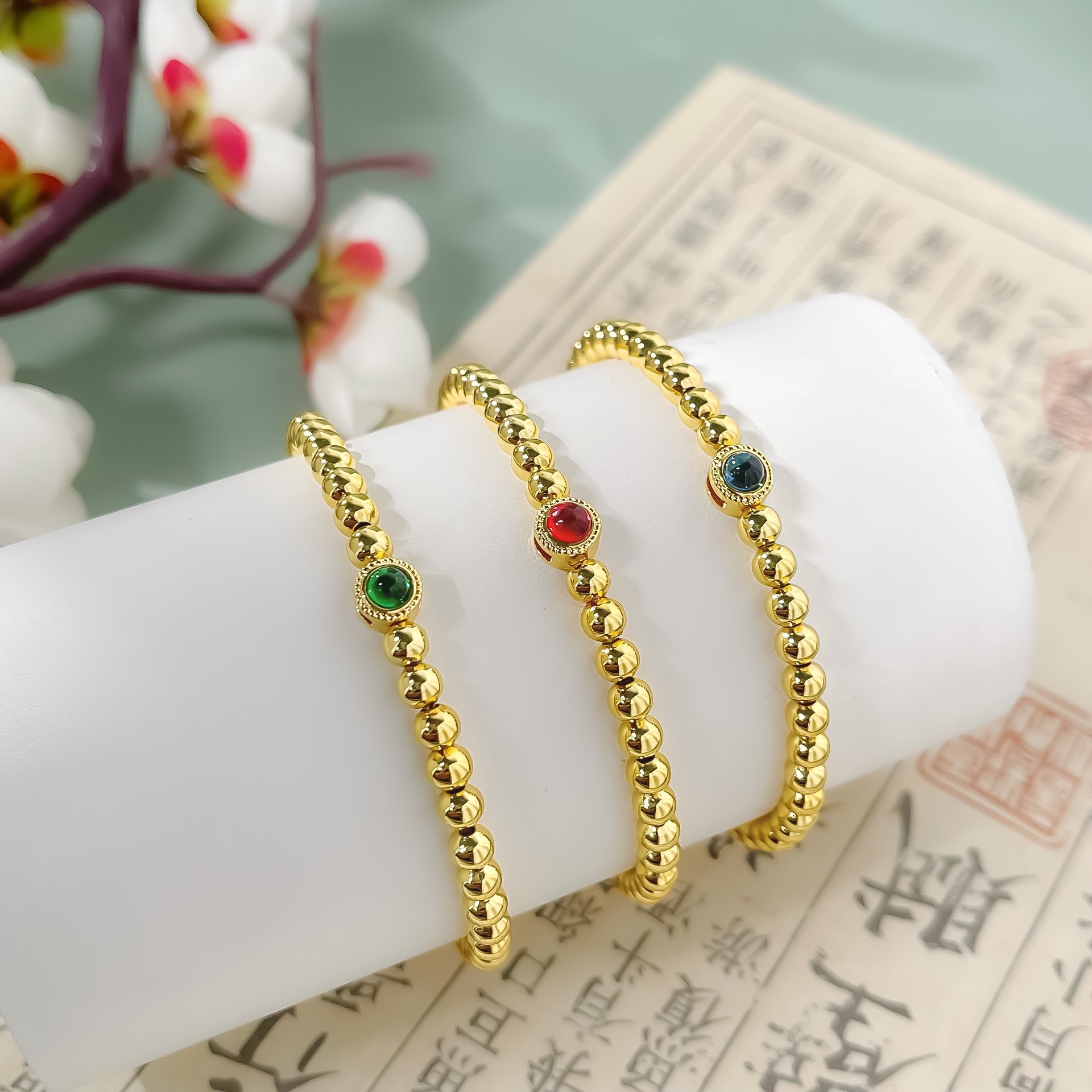 New Chinese Style Round Bead Bracelet for Women, Retro Thin Bracelet, Light Luxury, Fashionable, Simple Style, Fashionable, Light Luxury, Super Versatile Bracelet
