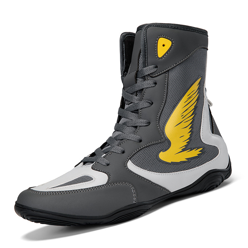 Source Factory Direct Sales Foreign Trade New Men's Large Size High-Top Indoor Training Fighting Wrestling Shoes Non-Slip Boxing Shoes