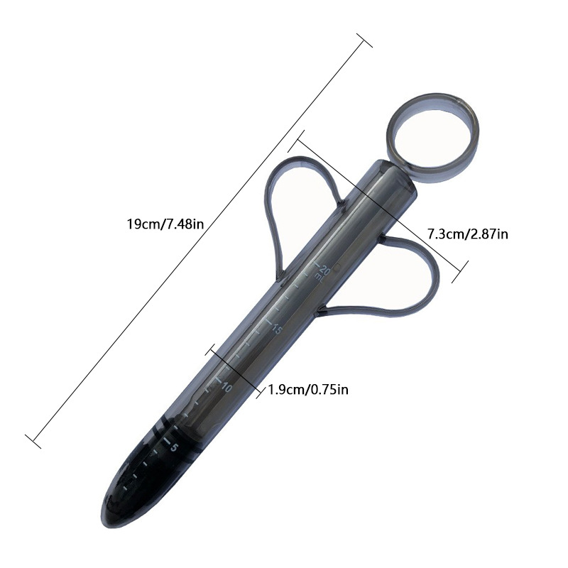 Lube Applicator Syringe, ABS Body with Silicone Tip, Black Adult Toy Accessory — detail image 4