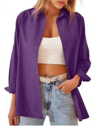 New European and American autumn large size fashionable candy-colored long-sleeved cardigan button shirt loose top