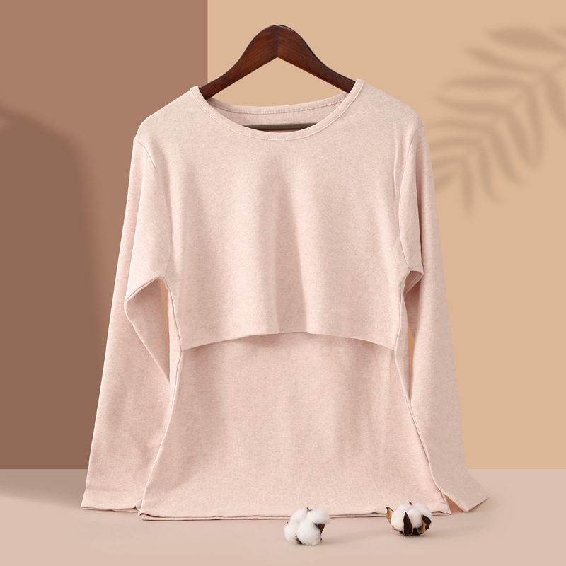 産後授乳上着春秋長袖月子服授乳服底秋衣秋冬妊娠期ワンピースシャツ|undefined
