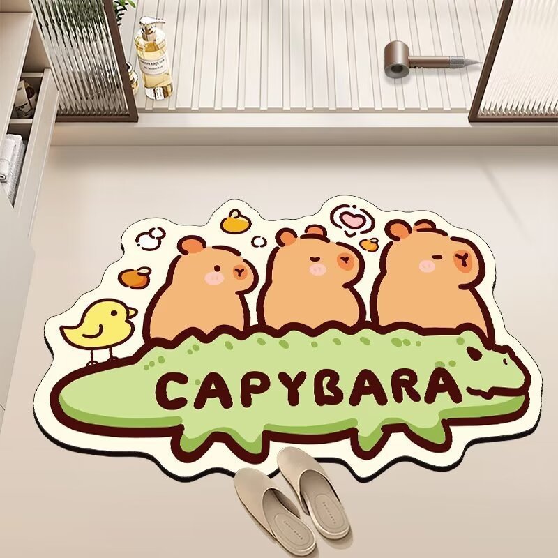 かわいいカピバラ浴室の新しい珪藻泥マットトイレ吸水滑り止め速乾汚れ耐磨耗マット|undefined