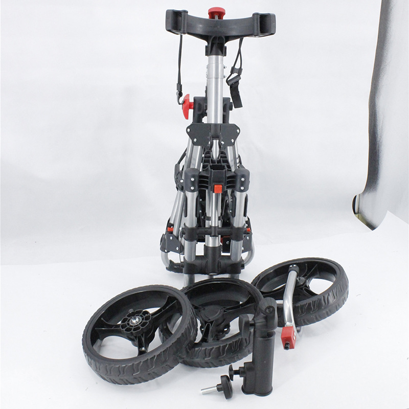 FUENTE Directo DE FÁBRICA DE Golf Carro de tres ruedas plegable de aleación de aluminio carrito de golf de almacenamiento al por mayor