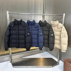 跨境正确蒙家新款哑光雾面加厚保暖防风连帽羽绒服男女款情侣外套