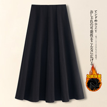 法式通勤女秋冬2025年新款松紧腰裙子毛呢高腰显瘦大摆伞裙半身裙