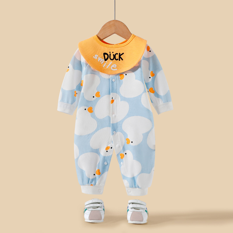 Bebé recién nacido mono puro algodón primavera y otoño hombre y mujer bebé mameluco babero mameluco ropa de luna llena 0-12month