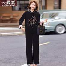 2025新款中老年女装金丝绒套装妈妈装秋装衣服40-60岁洋气两件套