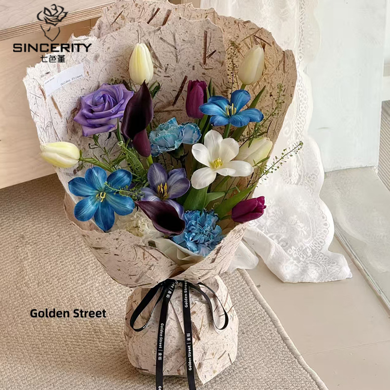 Papel de venas de hojas desmenuzadas de pensamiento de siete colores, papel de embalaje floral, papel de embalaje de ramo de arte grueso, flores de alta calidad