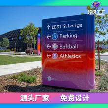 户外导视系统标识牌公园不锈钢渐变色烤漆导向牌道路指示牌定制