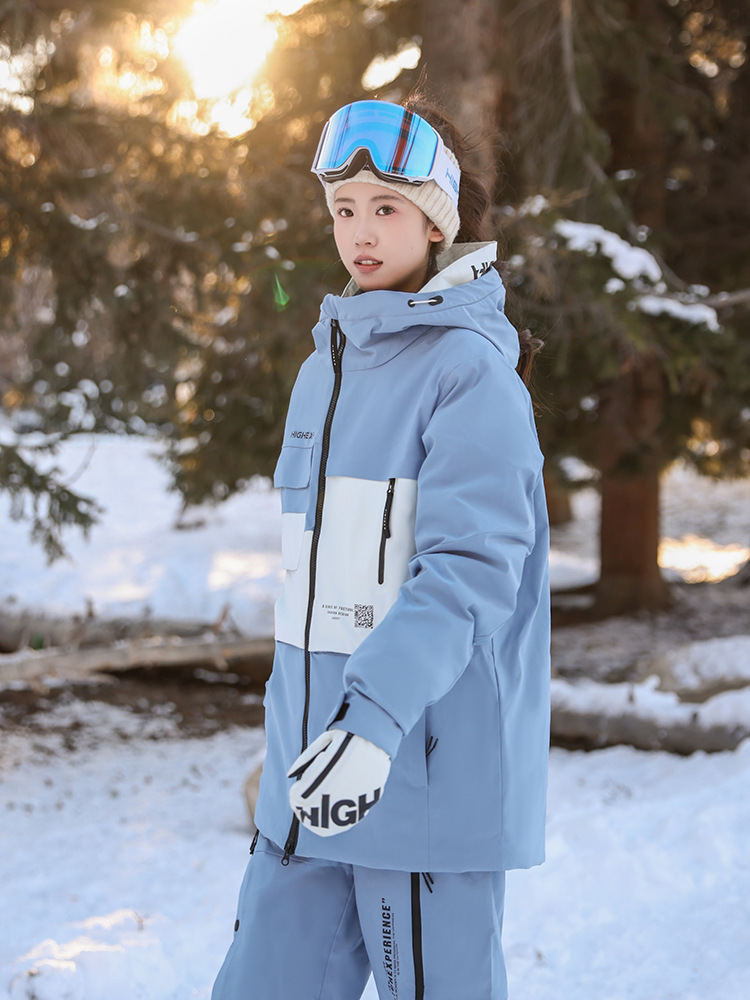 Nueva chaqueta de snowboard de alta gama para mujer, impermeable, cortavientos, cálida, chaqueta de exterior para hombre con doble capa y algodón añadido, transfronteriza.