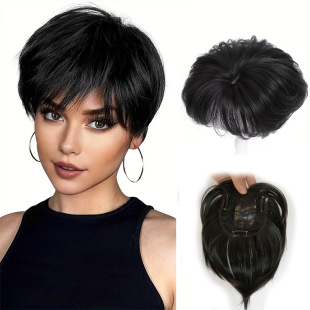 Wig piece female short hair overhead reissue piece covering white hair increase volume one piece overhead reissue piece manufacturer in stock