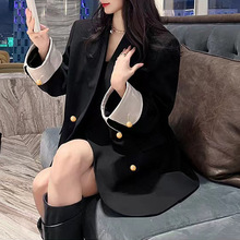 2024春装新款大码女装胖mm金属扣显瘦拼接西装外套【网图现货6620