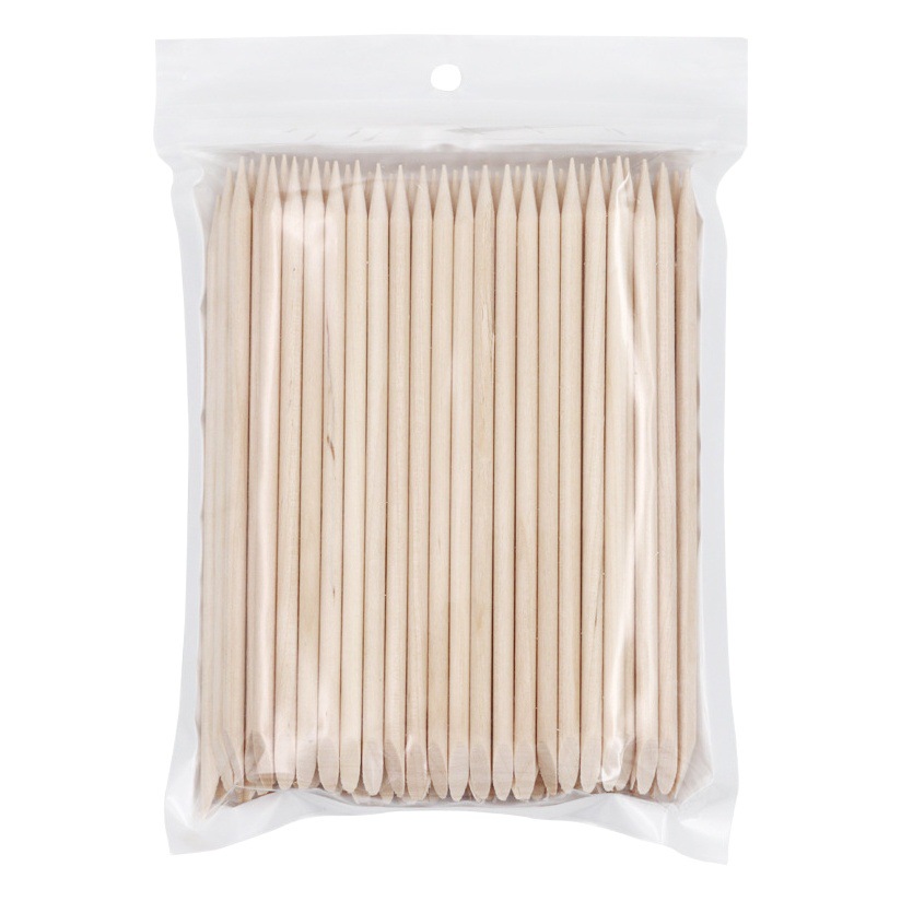 Herramientas de uñas al por mayor palo de naranja palo de madera piel muerta empuje 11,4 cm de doble cabeza de naranja palo 100 embolsado taladro palo