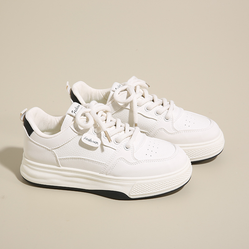 2025 primavera zapatos blancos nuevos ins coreanos para niñas zapatos de skateboard de altura gruesa zapatos casuales para mujeres H6518