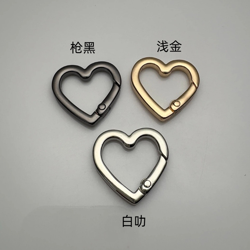 電気メッキ金属ハート型スプリングバックル愛オープンスプリングリングバッグハードウェアキーホルダー diy ピーチハートバックルジュエリー|undefined