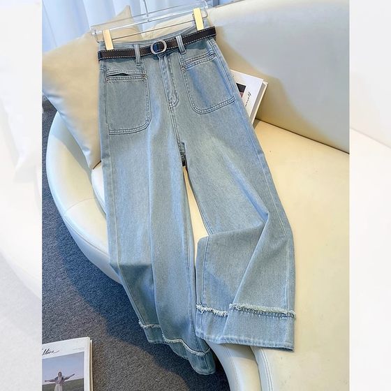 High Waist Wide Leg Jeans Women's Summer Thin 2025 New Arrival Retro Rouge Loose Cropped Pants Dipped Straight Pants