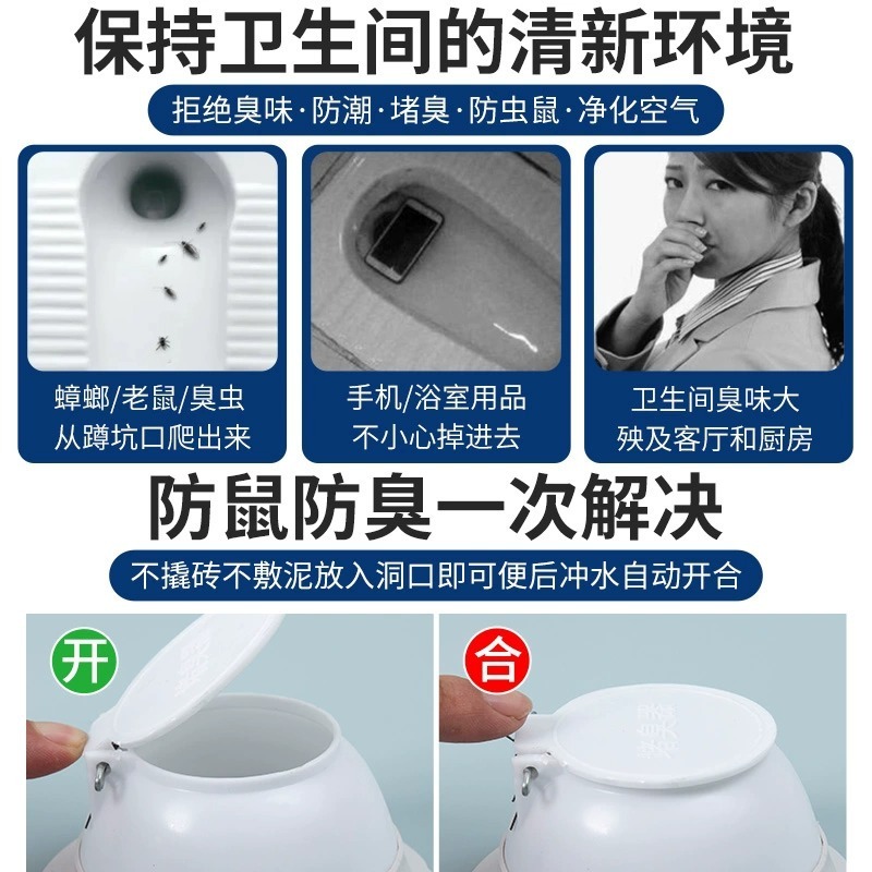 爆款厕所防臭堵臭器卫生间通用蹲便器堵孔塞子便池盖蹲坑除臭堵塞|undefined