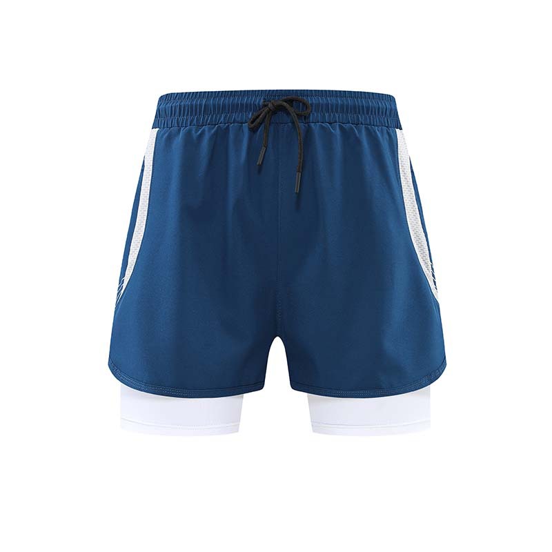 Nuevos deportes americanos pantalones cortos para correr maratón de pista y campo de secado rápido forro falso entrenamiento de dos piezas fitness pantalones de tres puntos