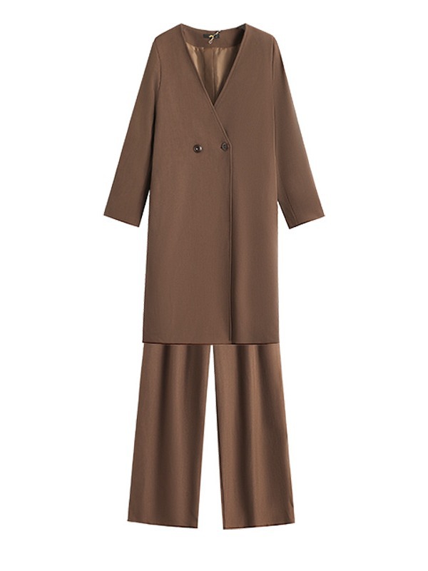 130-320 Plus Size Women's Suit Coat Wide-Leg Pants Two-Piece Set 2025 Autumn and Winter New Fat mm High-End Draped