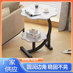 Sofa Side Table Side Cabinet Creative Living Room Home Double-Layer Tea Table Storage Rack Bedside Bedside Mini Balcony Small Coffee Table