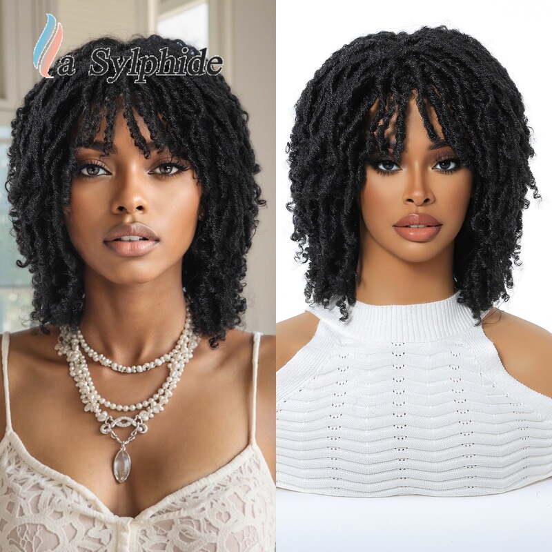 Cross-Border European, American, and African Black Curly Dreadlock Wigs, Natural Black Breathable One-Piece Headgear, Popular In-Stock Wigs