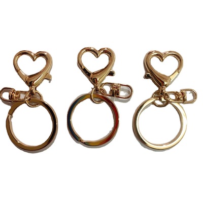 心形钥匙扣仿金色三件套挂件心形扣子钥匙扣套装出口品质|ru