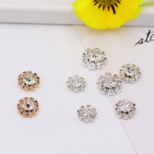 韩版白K色/KC金底钻扣合金镶钻饰品配饰金属配件 diy镶钻花盘钻扣