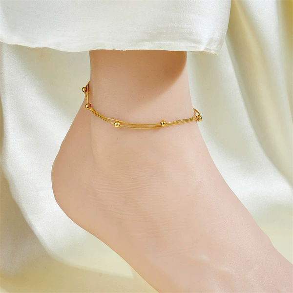 【210】Bound bead double-chain gold