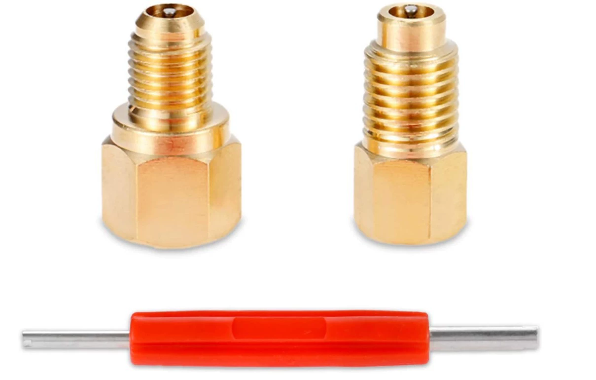 Переходное соединение хладагента 1/2ACME на 1/4SAE, ключ с сердечником клапана 1/4SAE на 1/2ACME