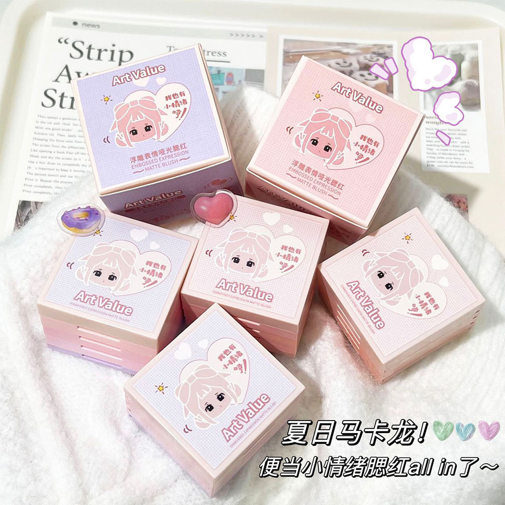 Valor de arte relieve emoción blush mate reparador de belleza brillante natural desnudo maquillaje polvo de maquillaje al por mayor