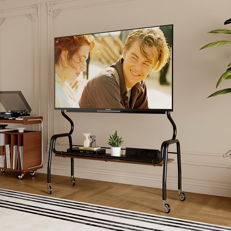Soporte de piso de televisión de acero inoxidable móvil vertical con ruedas carro doméstico dormitorio sala de estar 40 - 85 pulgadas colgante
