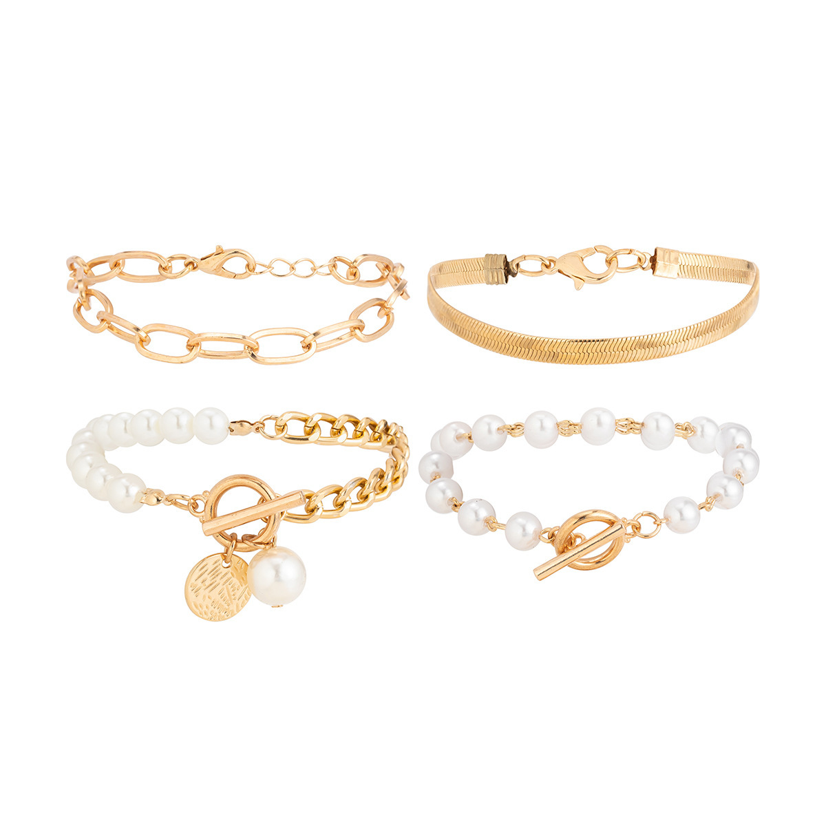 37g Weight Bracelets Classification 1 Set Quantity Holiday, Daily Occasion Imitation Pearl, Alloy Material Heart Shape Pattern Unisex Gender Irregular, Plating Design Lady Heart Shape Imitation Pearl Alloy Wholesale Bracelets 13