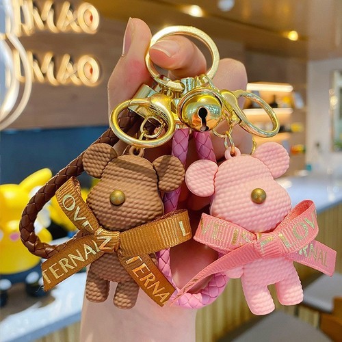 Cartoon Plush Bear Keychain Hook Pendant Cute Violent Bear Car Keychain Strap Women's Bag Hook Decor Wholesale