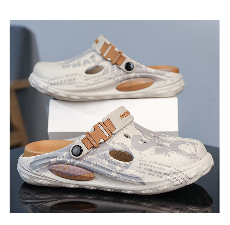Two-tone Clogs With Thick Non-slip Soles, Trendy Casual Sandals_voghion.com