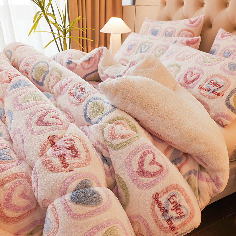 雪のベルベットの保温布団は芯の冬の羊のベルベットの学生寮に厚い綿を入れて牛乳のベルベットの厚い布団に覆われている