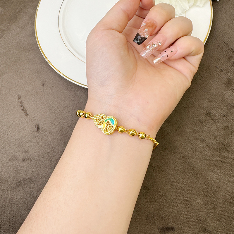 Nuevos productos vietnamitas oro de arena retro hueco filamento tres cuentas calabaza pulsera mujer lujo ligero de alta calidad joyas no se desvanecen