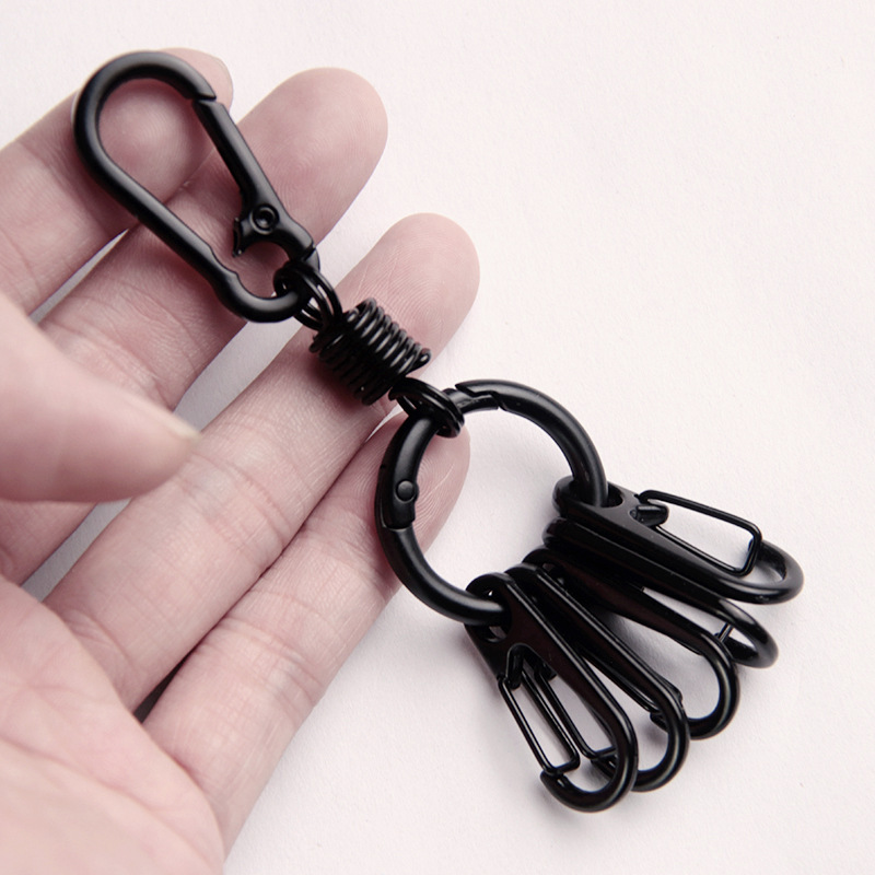 Niche design high-grade black key hook metal car key chain anti-lost quick hanging multi-buckle multi-purpose key chain